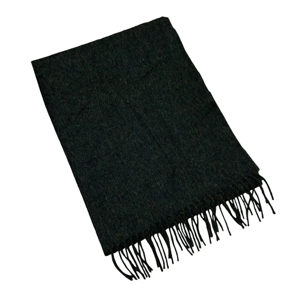 J Crew Moon‎ Scarf Mens Green Merino Wool Fringe Made England Tweed Luxury